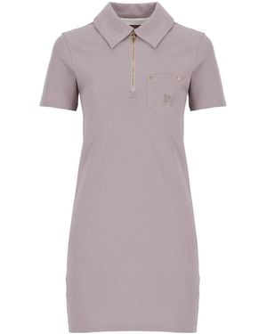 Palm Angels Logo Embroidered Mini Polo Dress - Purple