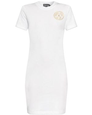 Versace Jeans Couture Couture Logo Embellished Dress - White