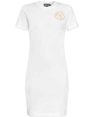 Versace Jeans Couture Couture Logo Embellished Dress - White