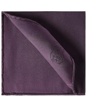Brunello Cucinelli Silk Pocket Square With Printed Logo - Purple