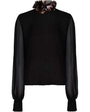 PUCCI Pucci Ruffled Collar Silk Blouse - Black