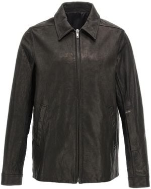 Rick Owens Long-Sleeve Leather Jacket - Grey