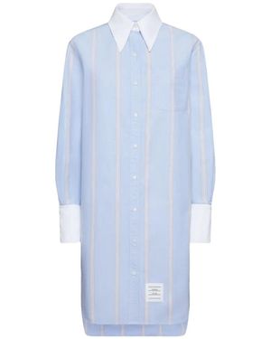 Thom Browne Collared Long-Sleeved Dress - Blue