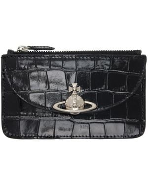 Vivienne Westwood Orb Croc-Effect Wallet - Black
