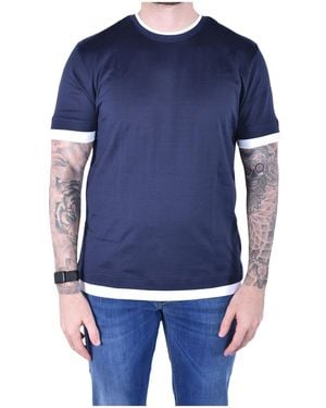 Eleventy Contrast Trim T-Shirt - Blue