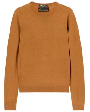 Loro Piana Round Neck Knitted Sweater - Brown