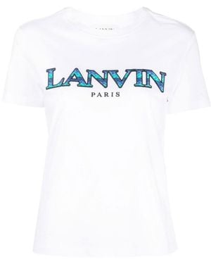 Lanvin Logo-Embroidered Cotton T-Shirt - White