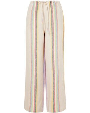 STAUD Loose Striped Casual Pants - Natural