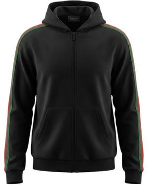 Gucci Silk Cotton Jersey Zip Jacket With Web - Black