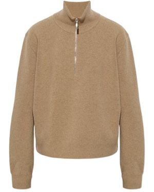 Rohe Half-Zip Stand-Collar Knitted Jumper - Natural