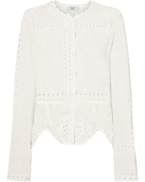 Erdem Crocheted Cotton Peplum Cardigan - White