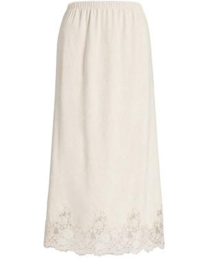 Alberta Ferretti Lace-Trim Pencil Skirt - White