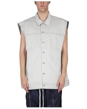 Rick Owens Sleeveless Cotton Denim Vest - White