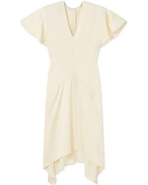 Stella McCartney V-Neck Short-Sleeves Satin Midi Dress - White
