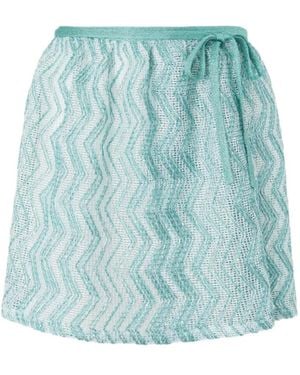 Missoni Zigzag-Pattern Side-Tie Mini Skirt - Blue