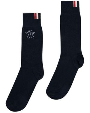 Thom Browne Cartoon-Jacquard Socks - Blue