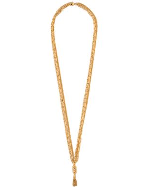 Balmain Sync Golden Brass Long Necklace - White