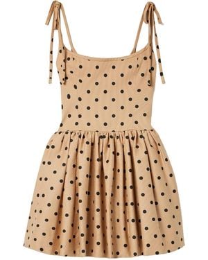 Carolina Herrera Polka-Dot Faille Mini Dress - Natural