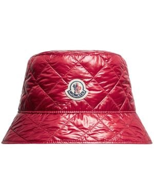 Moncler Diamond-Quilted Padded Bucket Hat - Red