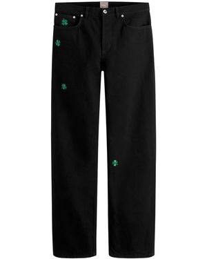 Dior Regular Jeans With Clover Embroideries - Black