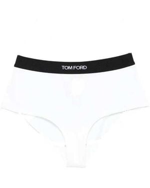 Tom Ford Logo-Waistband Stretched Briefs - White