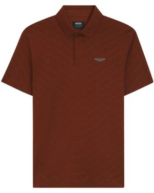 BOSS Logo-Plaque Polo Shirt - Brown