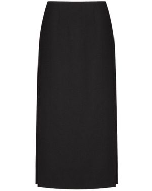 Valentino Grisaille Striaght Hem Midi Skirt - Black