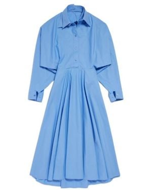 Balenciaga Long Poplin Dress - Blue