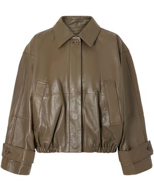 Rohe Gathered Leather Jacket - Green