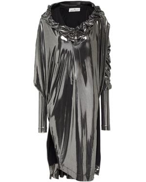 Vivienne Westwood Draped Lamé Midi Dress - Grey