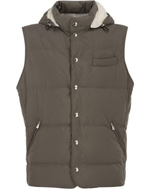 Brunello Cucinelli Padded Hooded Gilet - Grey