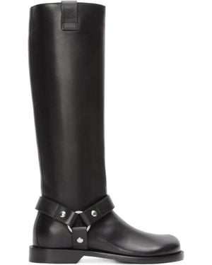 Loewe Campo Biker High Boot In Soft Calfskin - Black