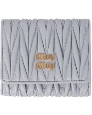 Miu Miu Small Matelassé Nappa Leather Wallet - White