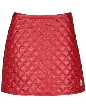 Moncler Logo Patch Quilted Mini Skirt - Red