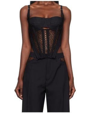 Dion Lee Lace-Up Corset Tank Top - Black