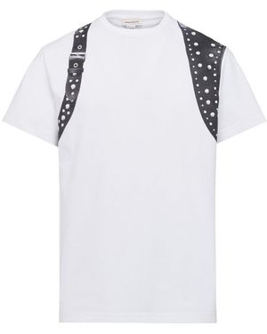 McQueen Harness-Detailed Crewneck T-Shirt - White