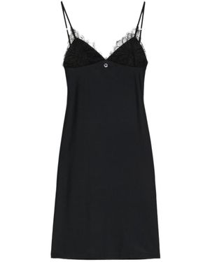 Coperni Lace-Trim Spaghetti-Strap Midi Dress - Black