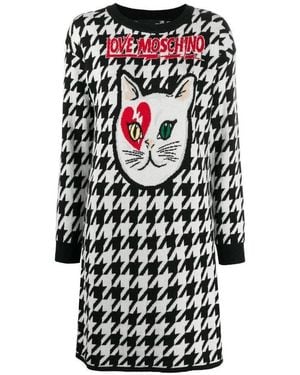 Moschino Kitten Jacquard Straight Dress - White