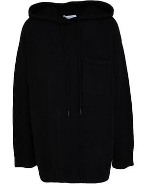 Max Mara Solid Colour Hooded Knit Jumper - Black