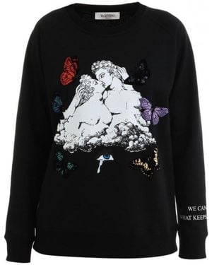 Valentino Logo Printed Hoodie - Black
