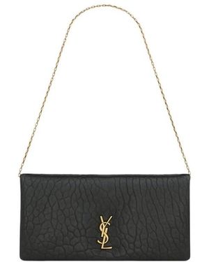 Saint Laurent Logo Print Shoulder Bag in Black | Lyst