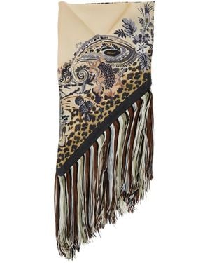 Etro Square Scarf With Tassels - White