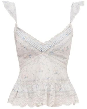 LoveShackFancy Lainie Ruffled Lace Top - White