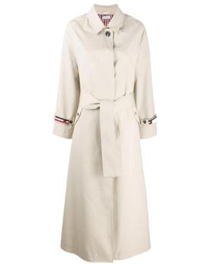 Thom Browne Waterproof Twill Raglan Trench Overcoat - Natural