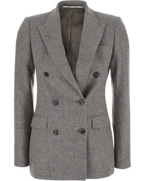 Tagliatore Double-Breasted Wool Blazer With Peak Lapels - Gray