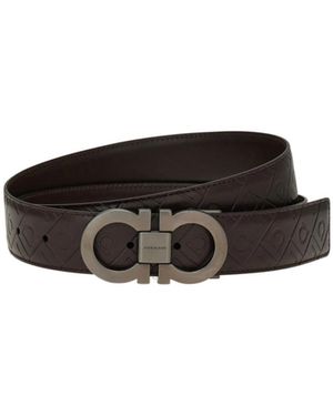 Ferragamo Reversible And Adjustable Gancini Belt - White