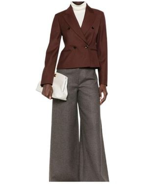 Max Mara Long-Sleeve Blazer With Lapel Collar - Brown