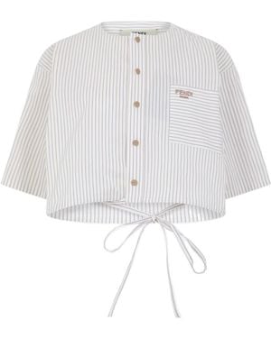Fendi Tied Striped Cropped Shirt - White