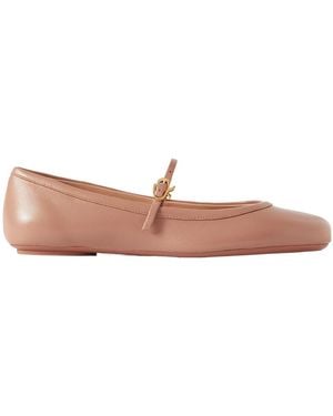 Gianvito Rossi Leather Mary Jane Ballet Flats - Brown