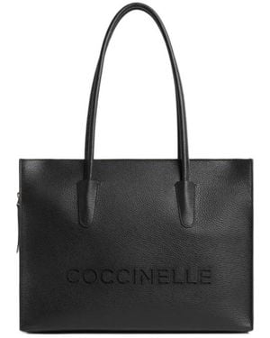Coccinelle Medium Myrtha26 Logo-Detail Tote Bag - Black